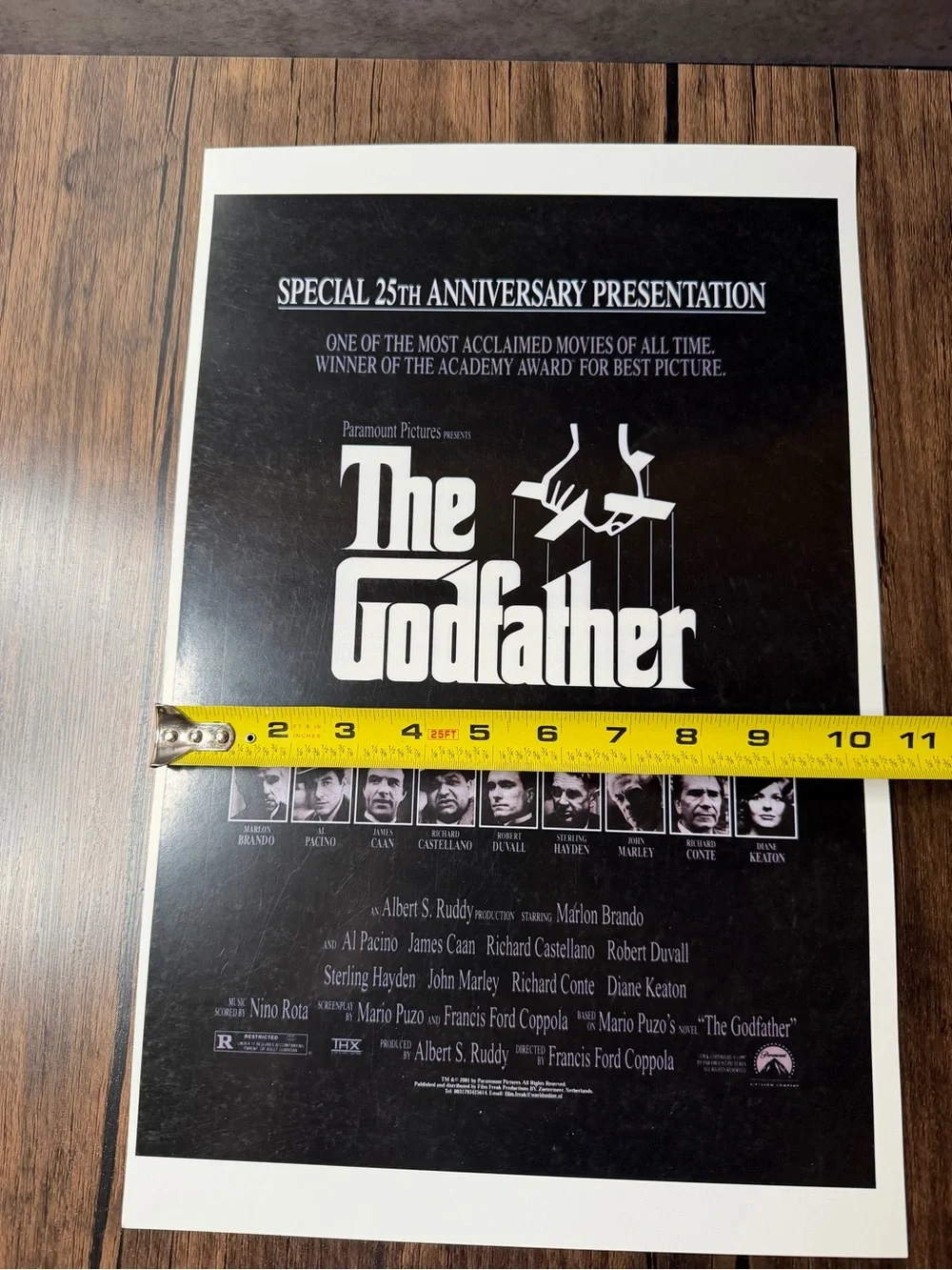 The Godfather 25th Anniversary Black Wall Art Poster 11x17”